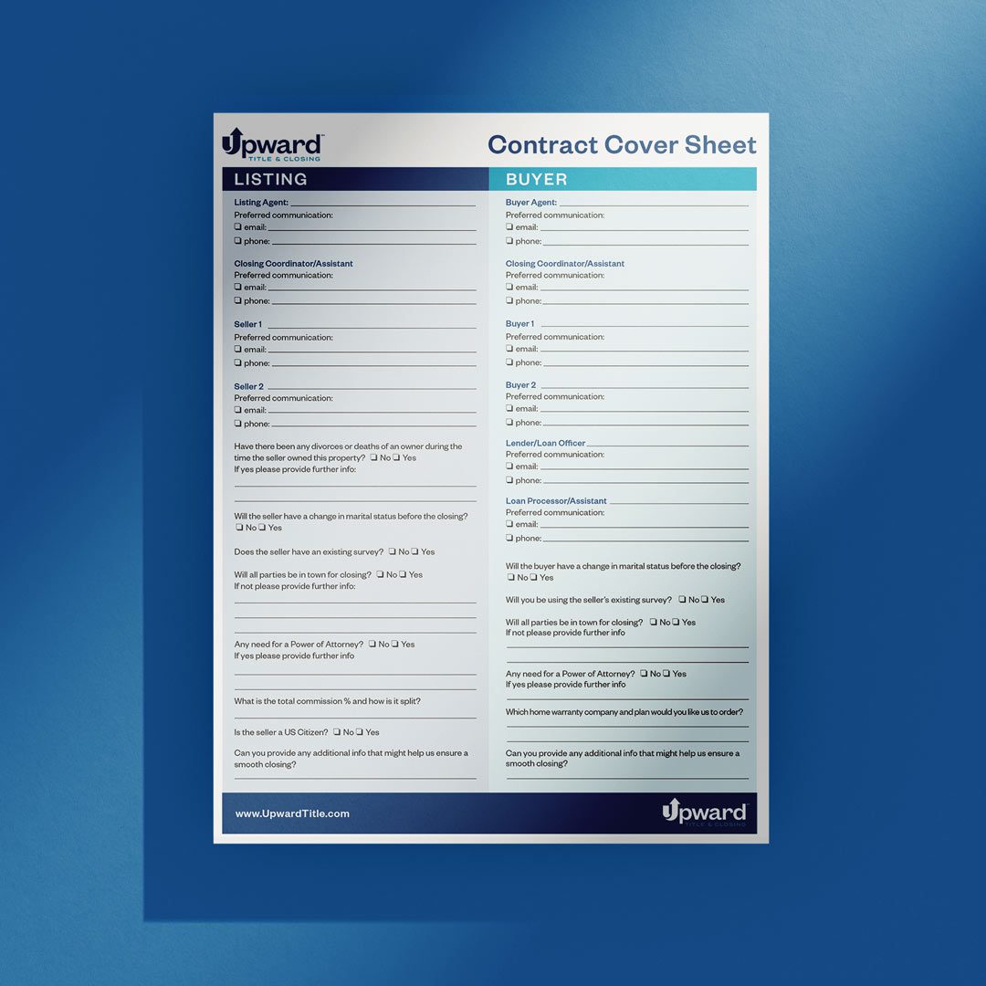 A flyer to organize contact information for all parties in the transaction.