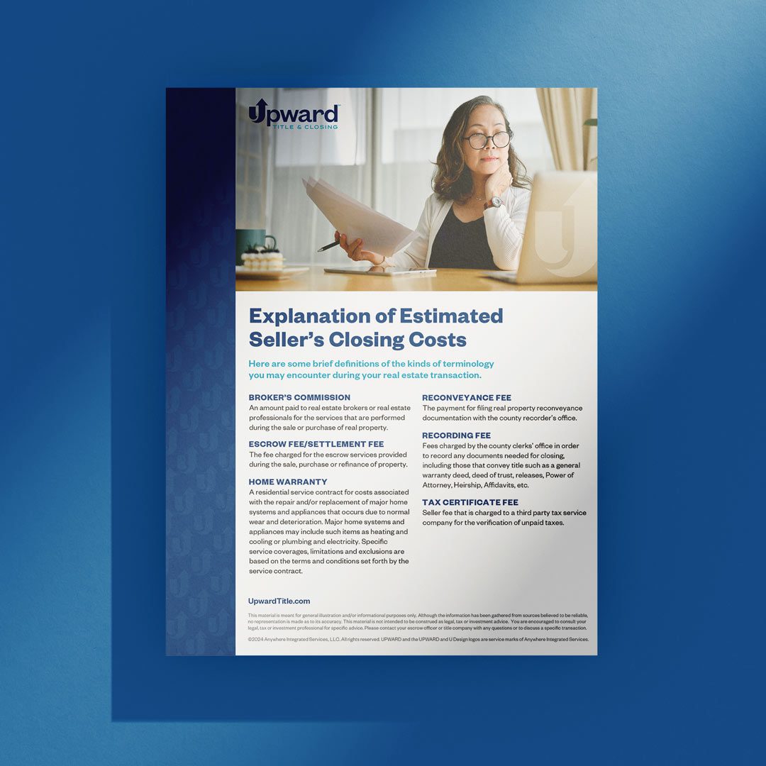 A flyer explaining terminology used in seller closing costs.
