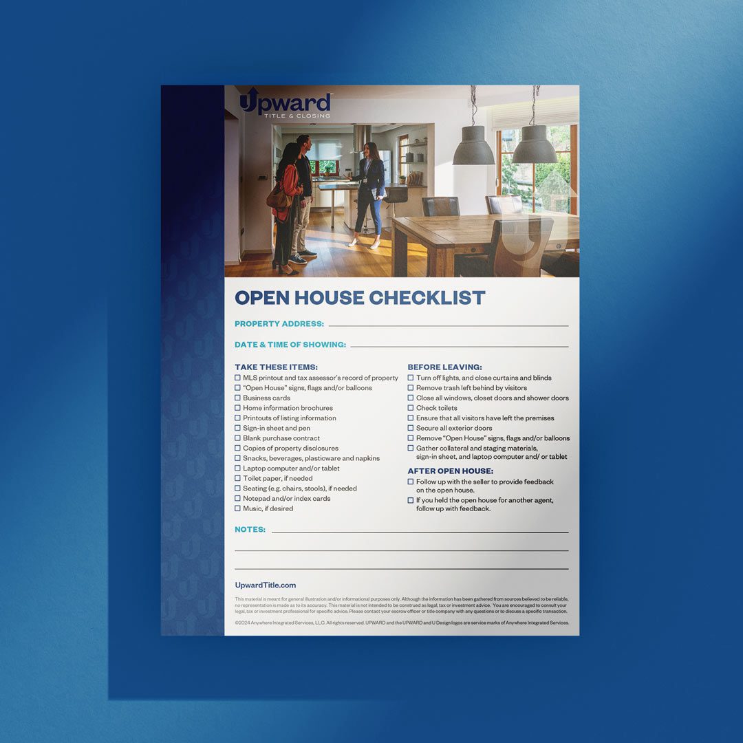 An agent checklist for open house tasks.