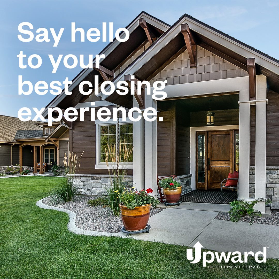 Upward Title & Closing social media graphic featuring an upscale home exterior.