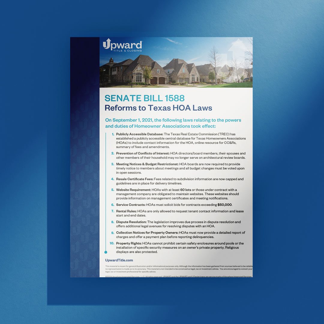 An explanation of Senate Bill 1588 as it relates to HOA laws